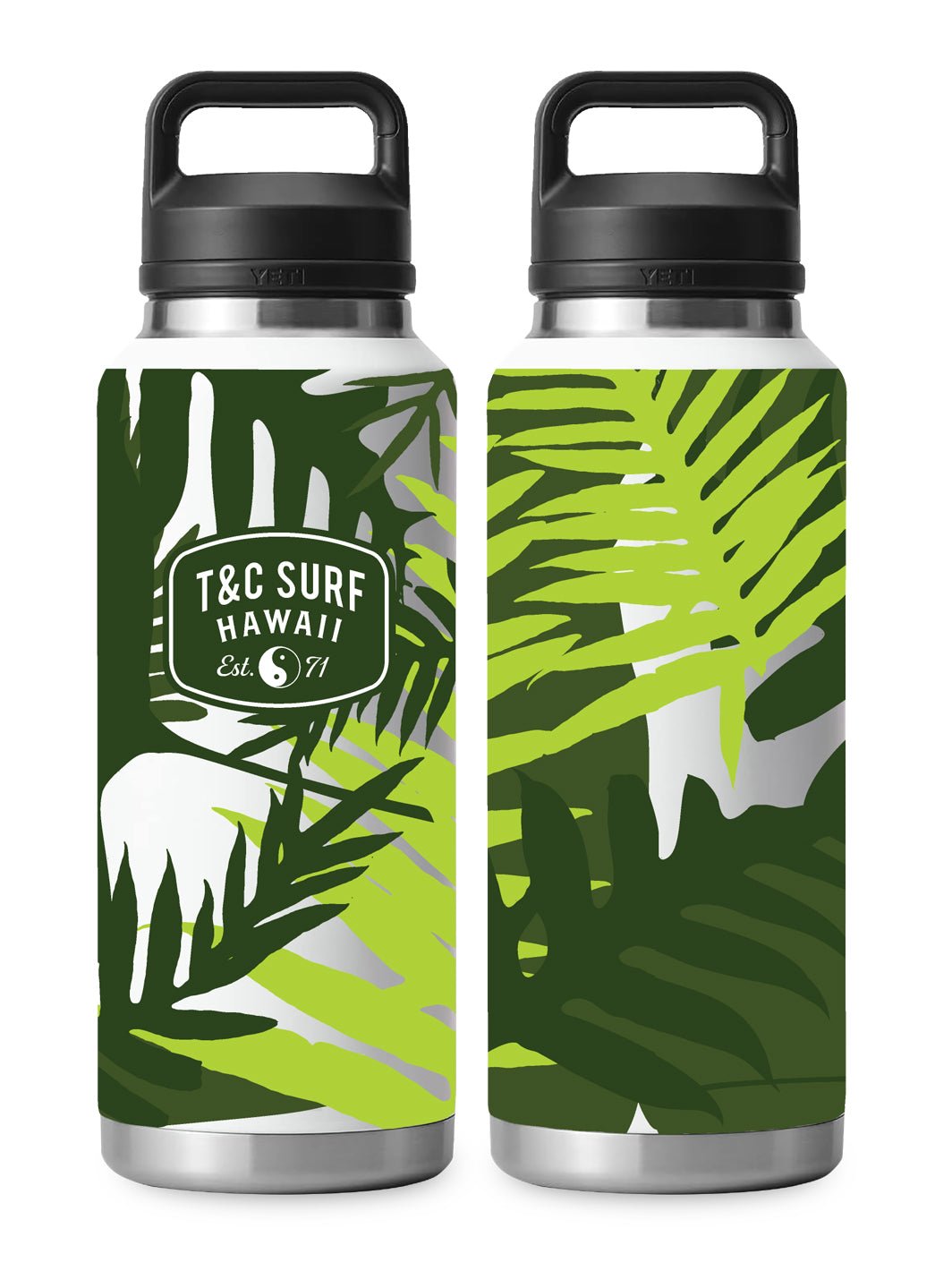 T&C Surf Designs T&C Surf 46 oz Laua'e Camo Rambler Yeti Bottle with Chug Cap, White