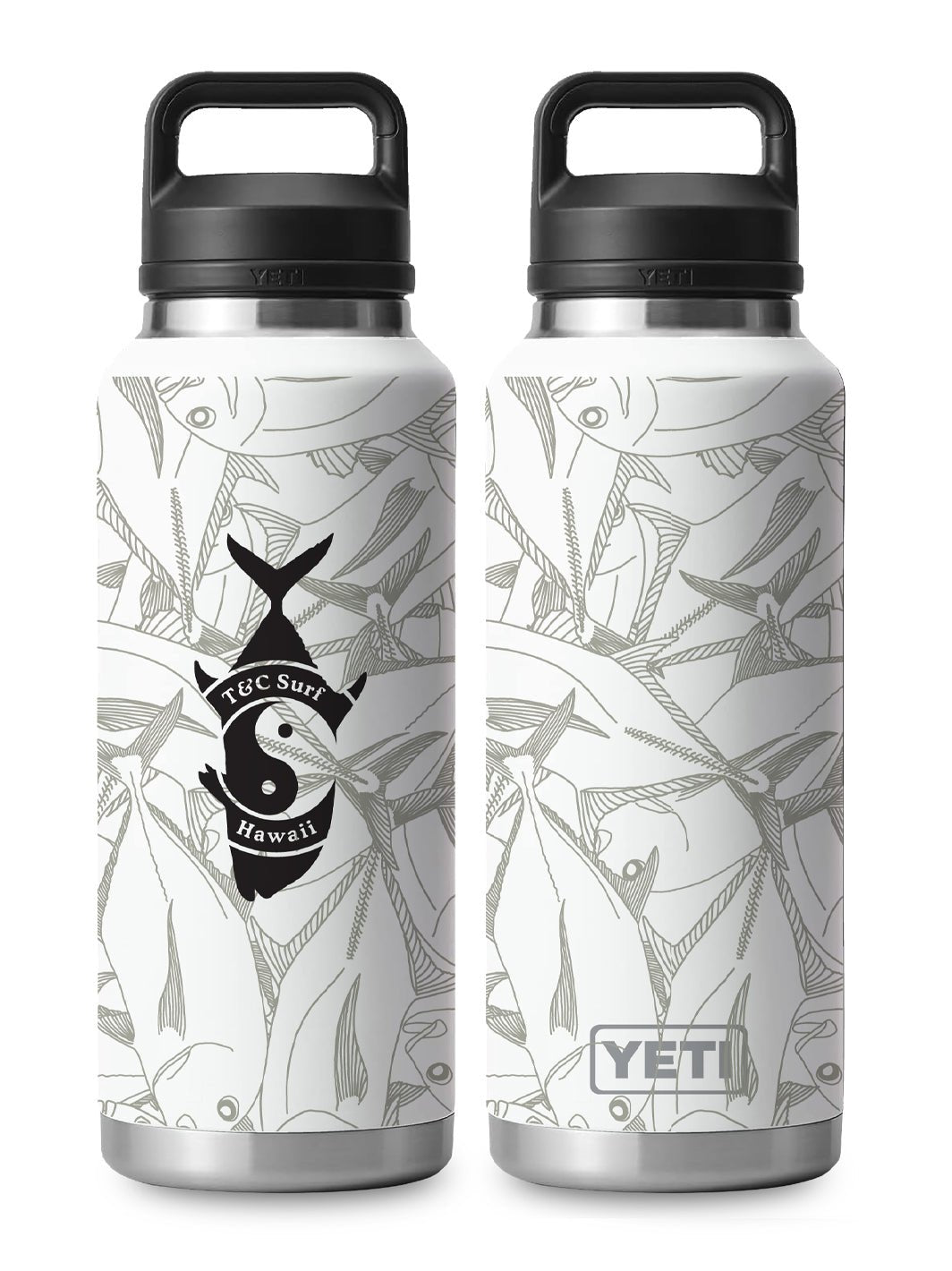 T&C Surf Designs T&C Surf 46 oz Ulua Pile Rambler Yeti Bottle with Chug Cap, White