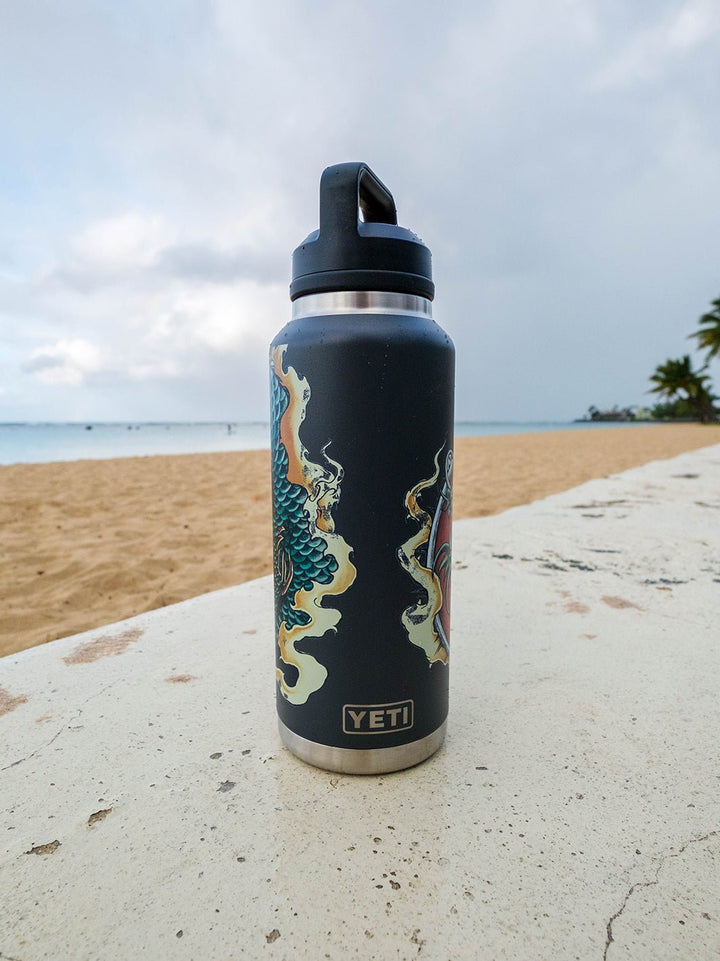 T&C Surf Designs T&C Surf 46 oz Inked Dragon Rambler Yeti Bottle with Chug Cap,