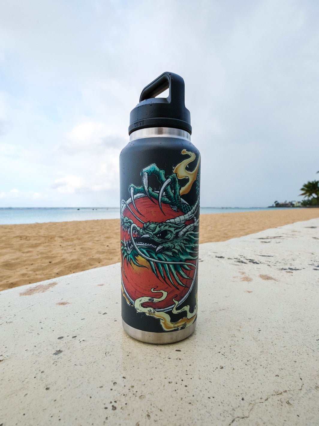 T&C Surf Designs T&C Surf 46 oz Inked Dragon Rambler Yeti Bottle with Chug Cap,