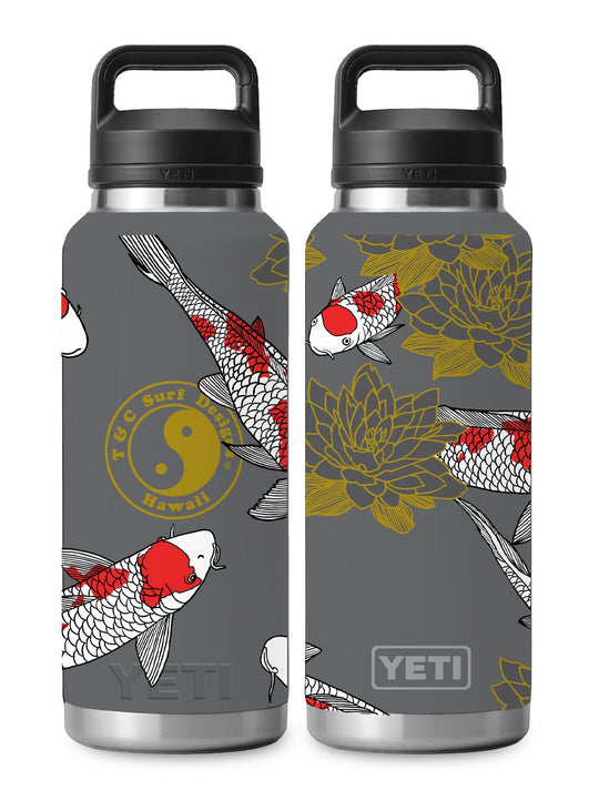 T&C Surf Designs T&C Surf 46 oz Island Koi Rambler Yeti Bottle with Chug Cap, Charcoal