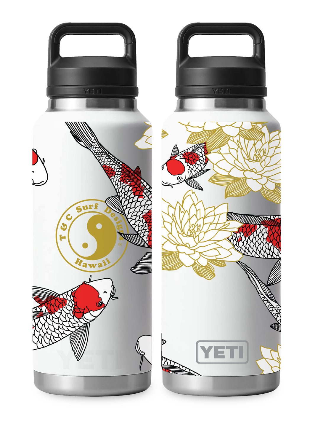 T&C Surf Designs T&C Surf 46 oz Island Koi Rambler Yeti Bottle with Chug Cap, White