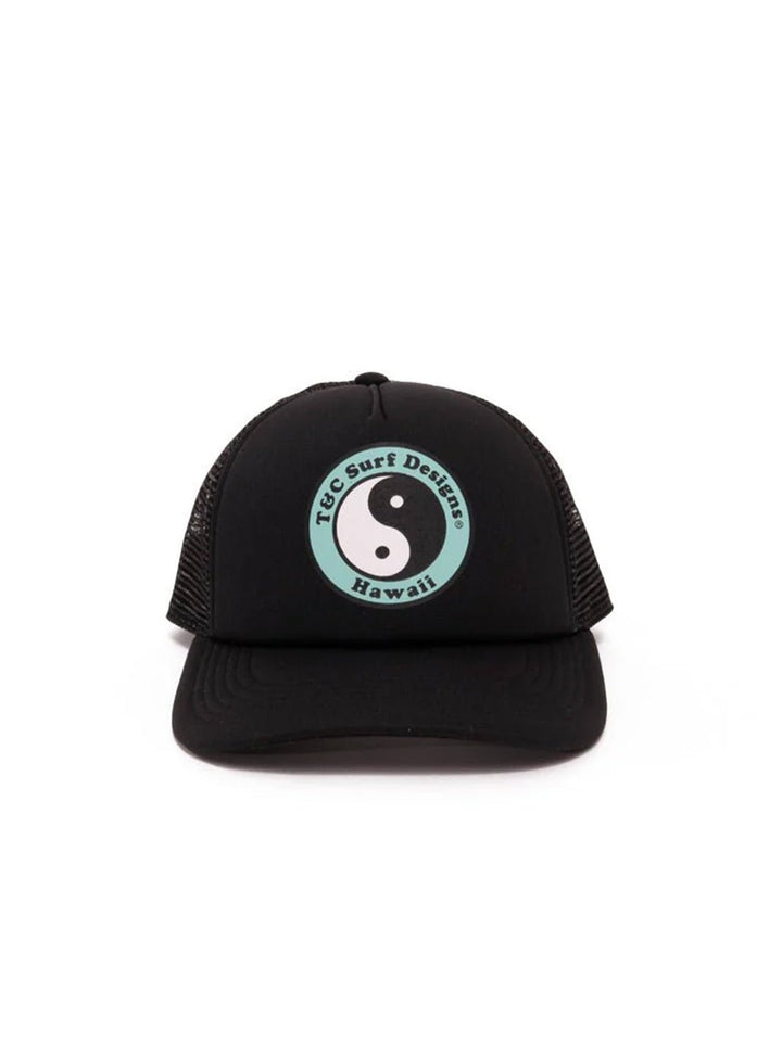 T&C Surf Designs Kids Standard Logo Trucker, Black Teal