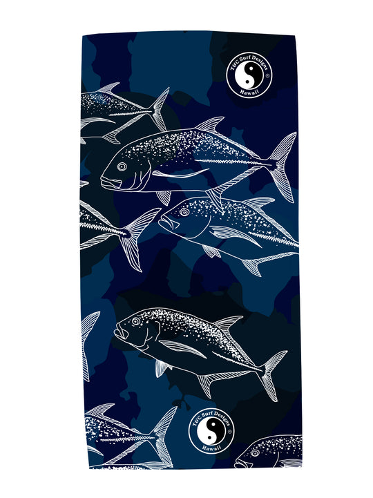T&C Surf Designs T&C Surf Passing By Fish Microfiber Towel, Blue