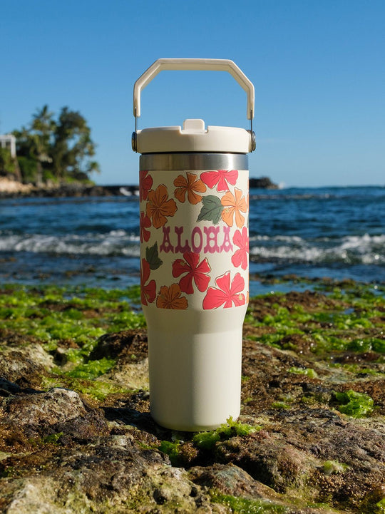 T&C Surf Designs T&C Surf 30 oz Hibiscus All Ova Stanley The IcefIow™ Flip Straw Tumbler,