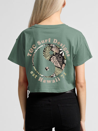 T&C Surf Designs T&C Surf Tropical Print Logo Crop Tee, 