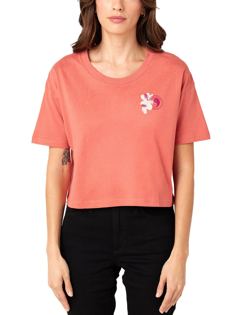 T&C Surf Designs Haleiwa Koki'o Ke'oke'o Crop Tee,