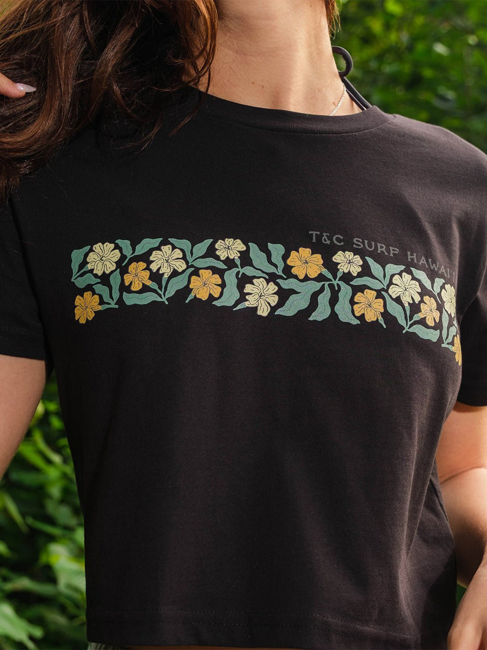 T&C Surf Designs Puakenikeni Band Crop Tee,