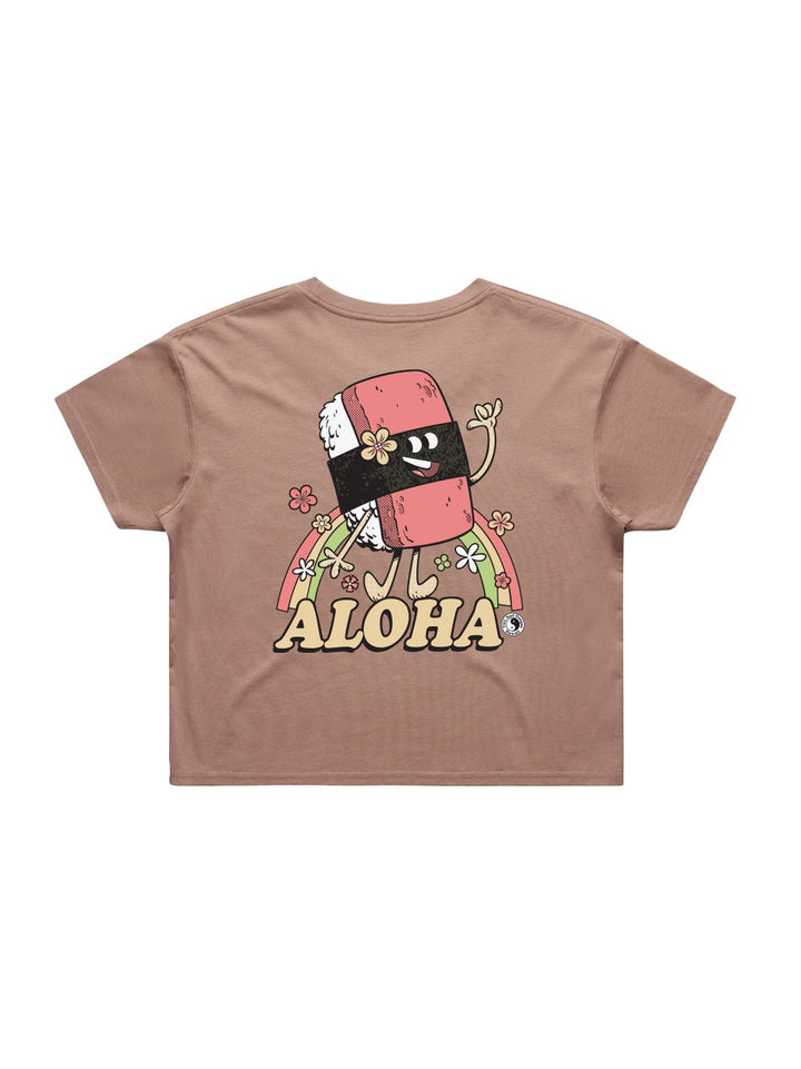 T&C Surf Designs Aloha Musubi Crop Tee, Hazy Pink / XS
