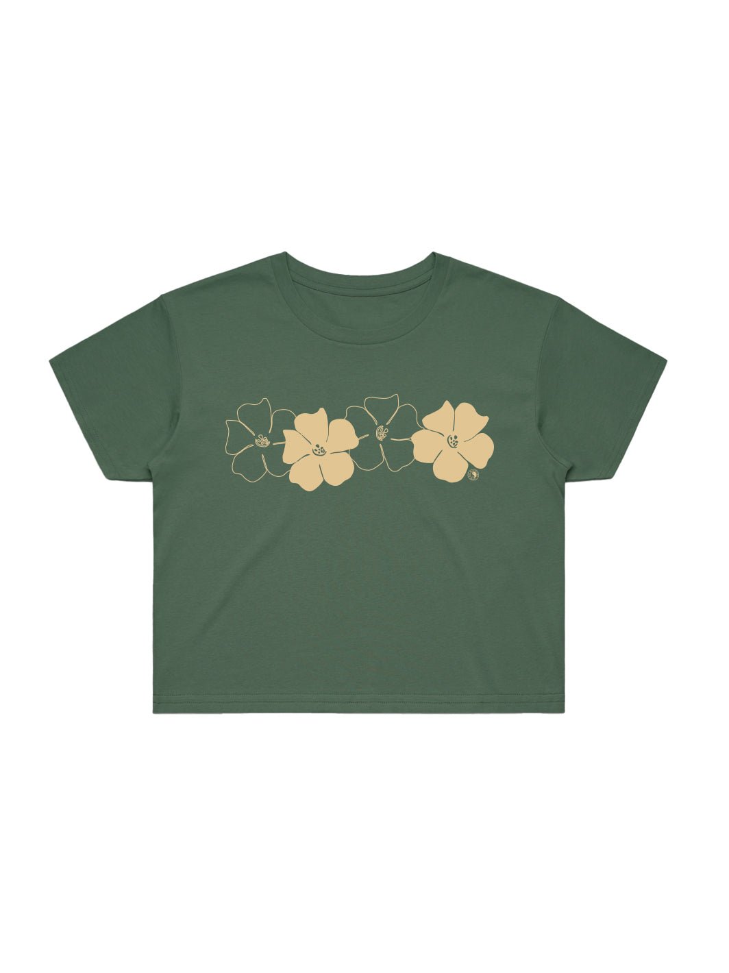 T&C Surf Designs Puakenikeni Love Crop Tee, Pine / XS
