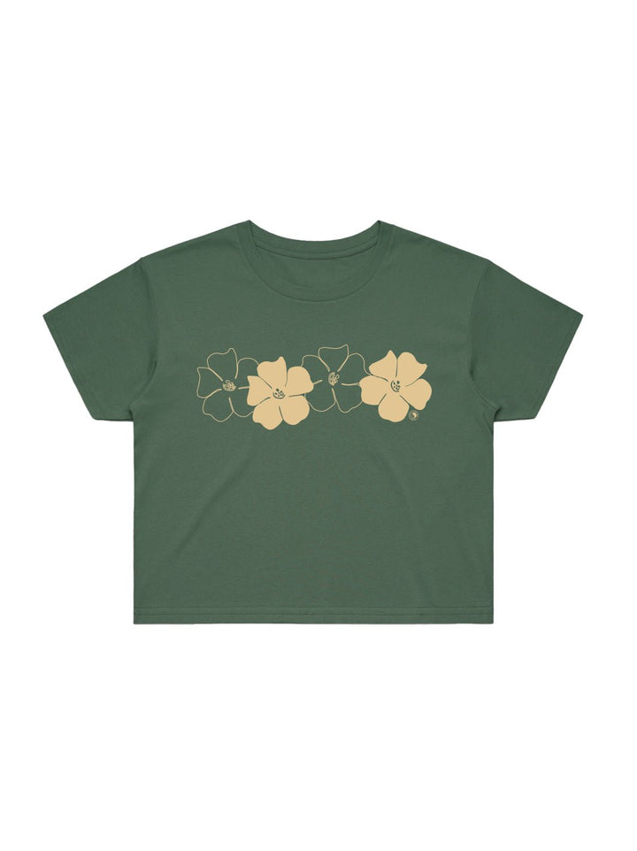 T&C Surf Designs Puakenikeni Love Crop Tee, Pine / XS