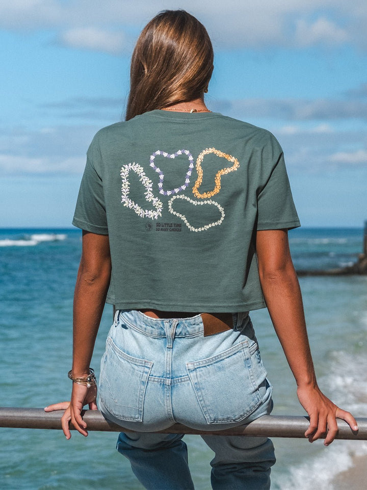 T&C Surf Designs More Lei Crop Tee,