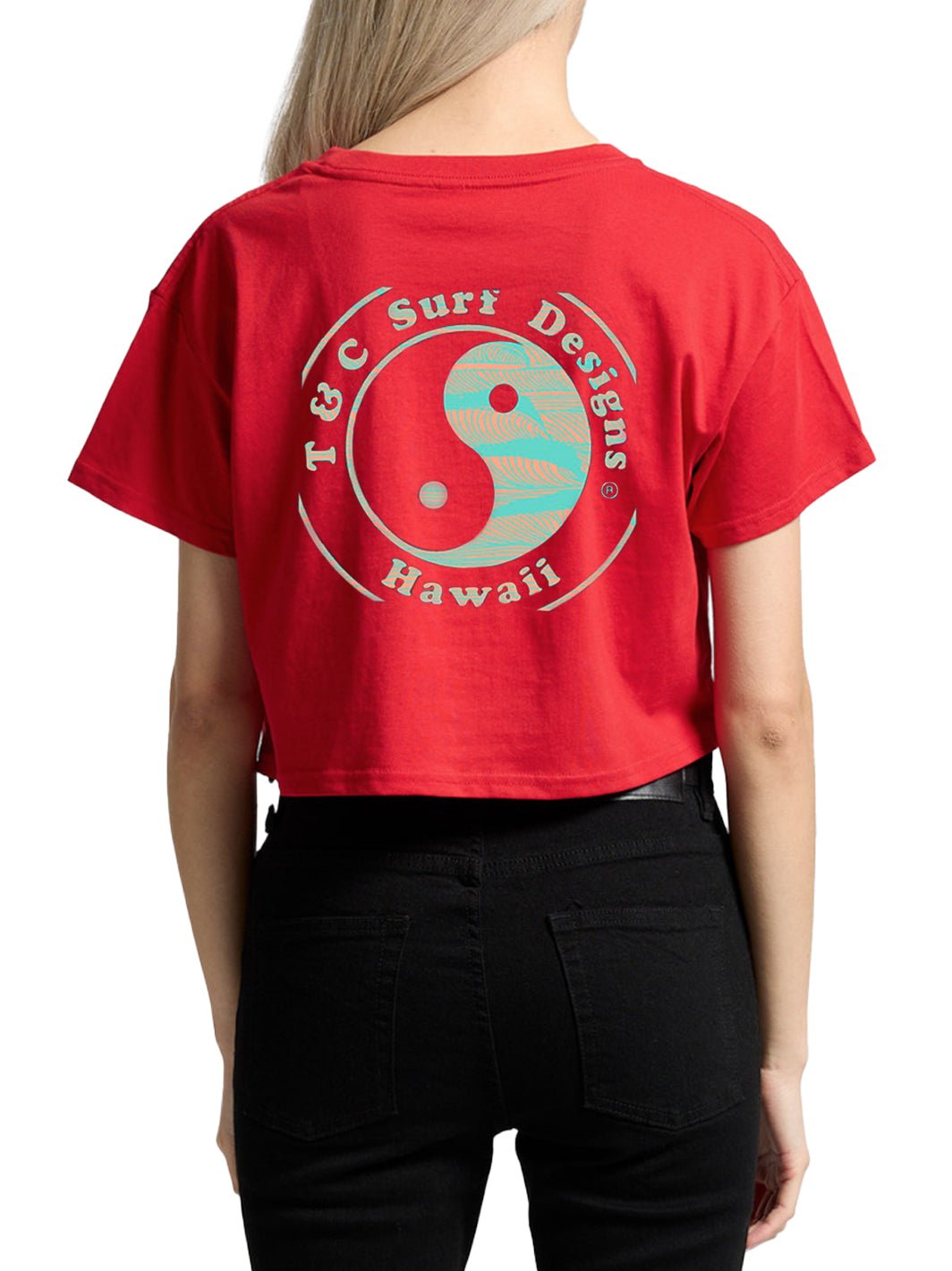 T&C Surf Designs T&C Surf Waves on Waves Crop Tee, Red / XS