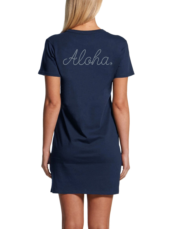 Cursive Aloha Puff Tee Dress