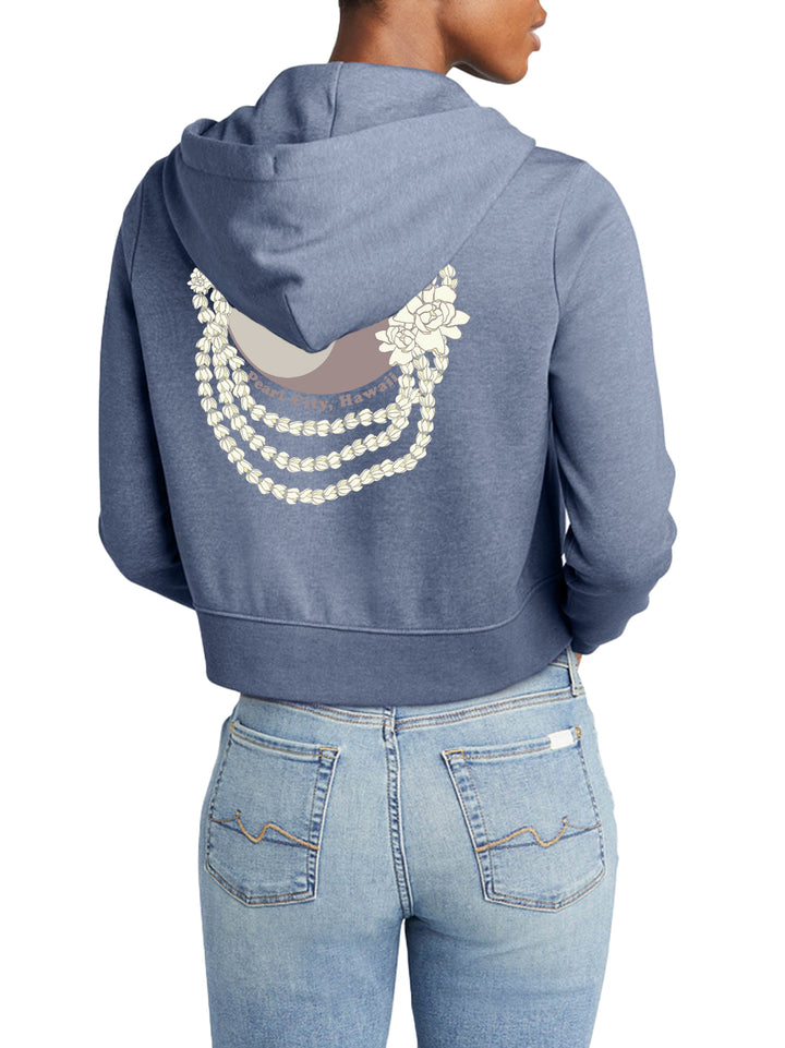 Pikake Pearl Crop Zip Hoodie