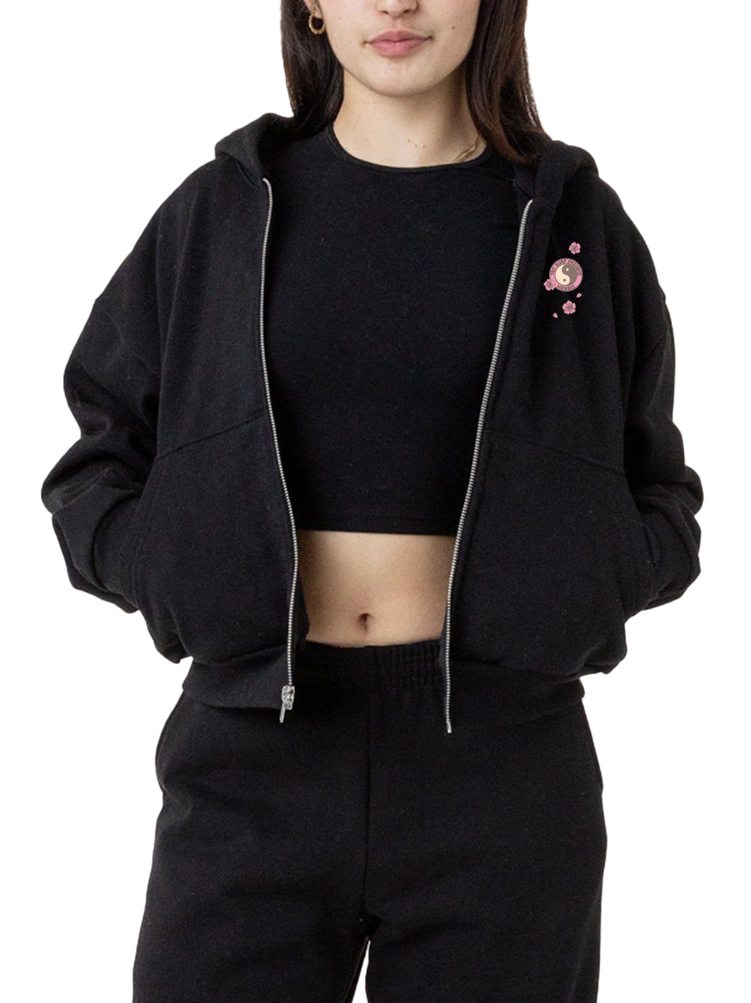 Koi Waves Crop Zip Hoodie