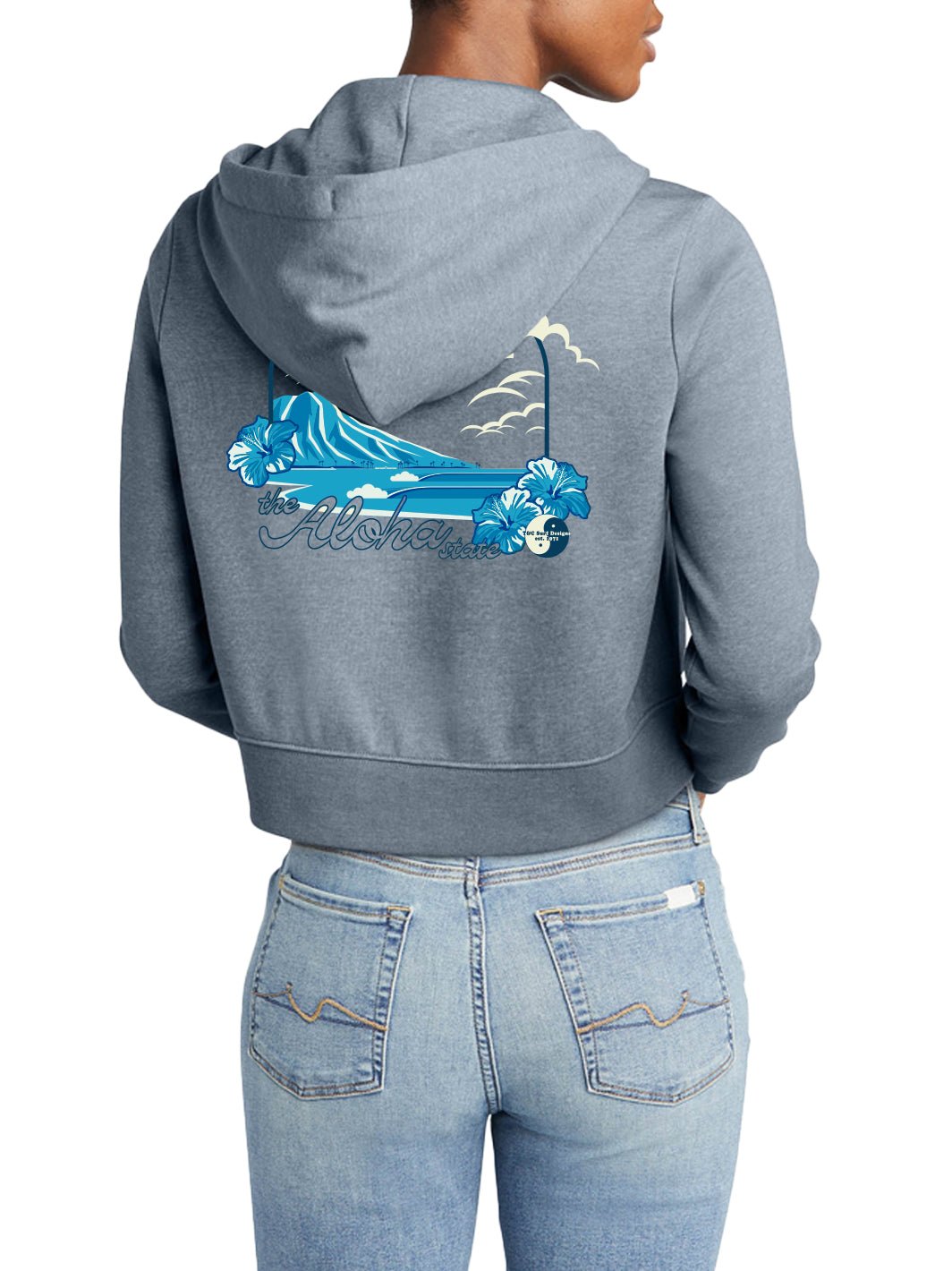 T&C Surf Designs T&C Surf Diamond Head Waves Zip Crop Hoodie, 