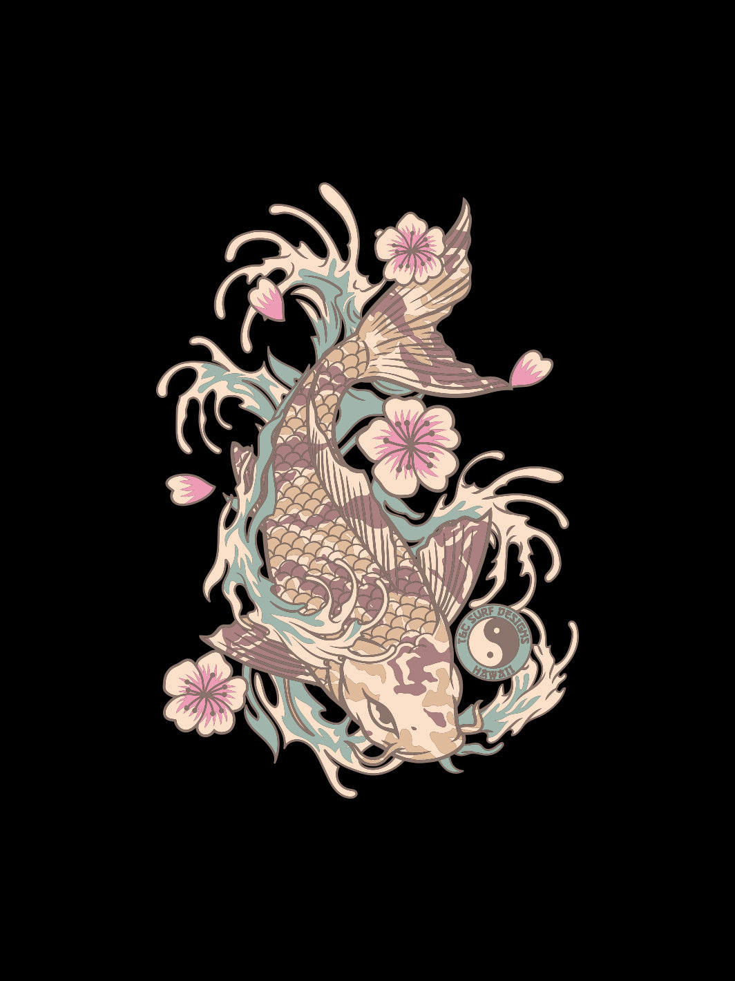 Koi Waves Crop Zip Hoodie