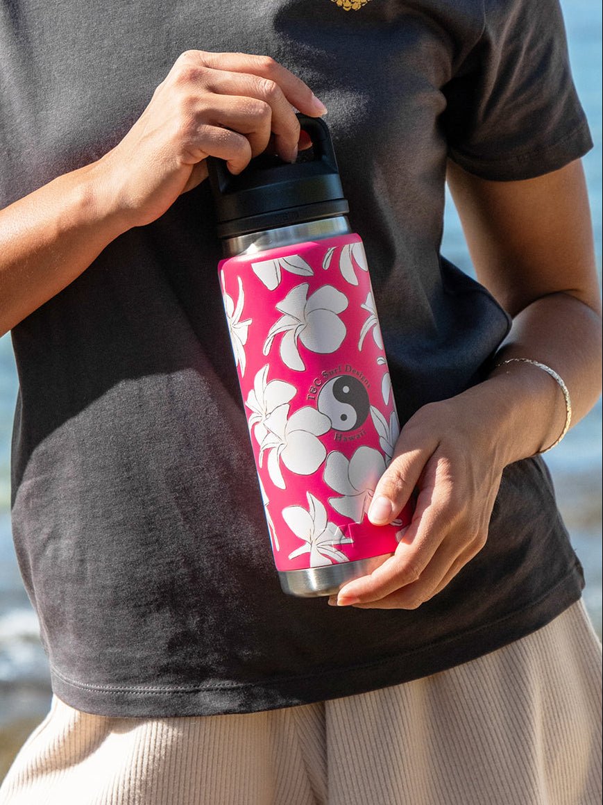 T&C Surf Designs T&C Surf 26 oz Plumeria Logo Rambler Yeti Bottle with Chug Cap,