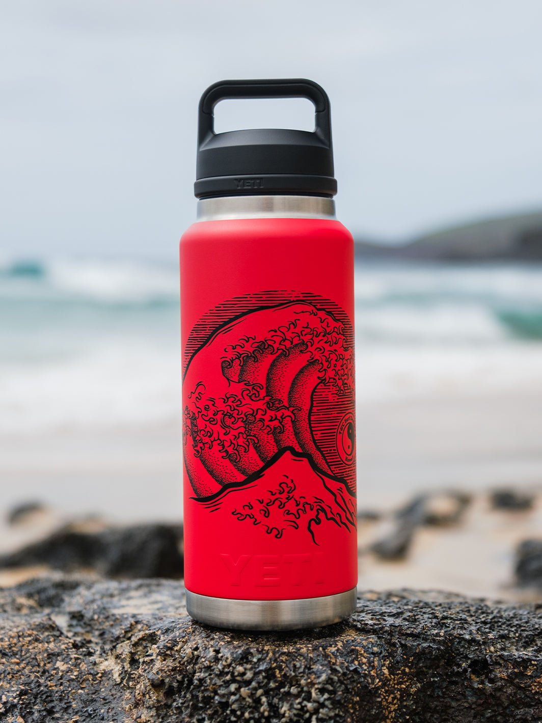 T&C Surf 36 oz Stoked Hokusai Rambler Yeti Bottle with Chug Cap