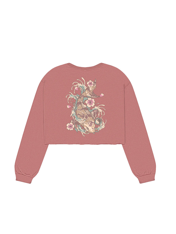 Koi Waves Crop Long Sleeve