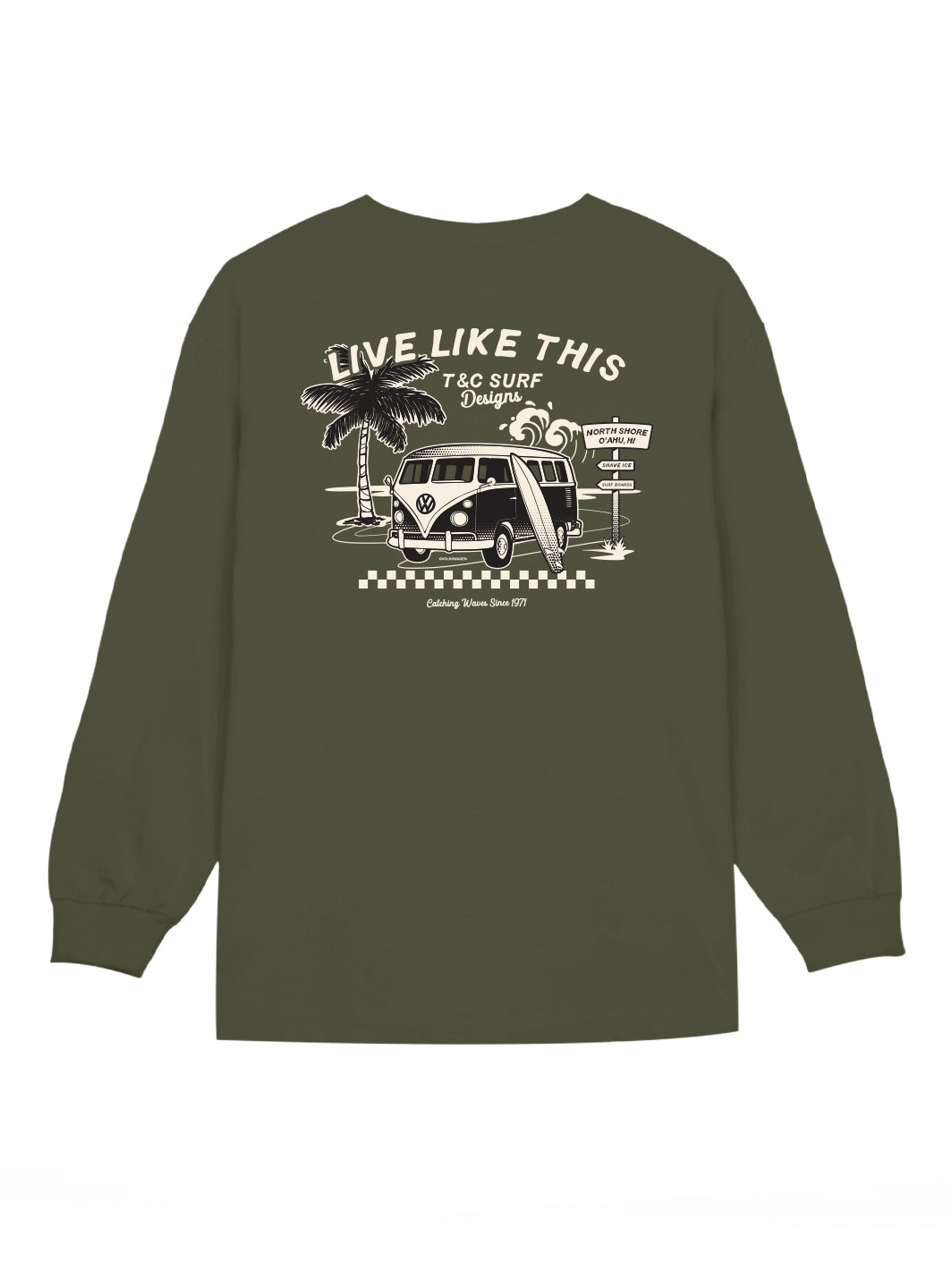 T&C Surf Designs Dine and Dash Volkswagen® Long Sleeve, Military / S