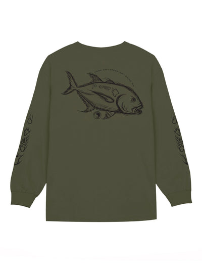 T&C Surf Designs T&C Surf Hook Em Ulua Long Sleeve, Military Green / S