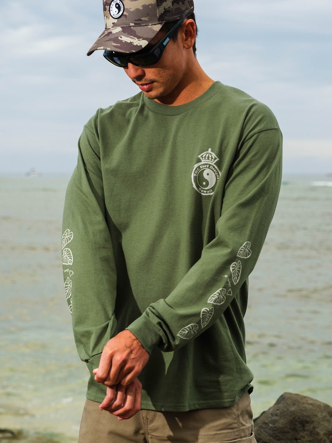 T&C Surf Designs Sketch Aloha Kalo Shield Long Sleeve,