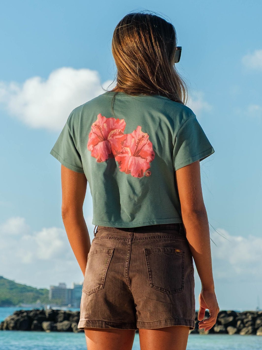Watercolor Hibiscus Crop Tee - T&C Surf Designs