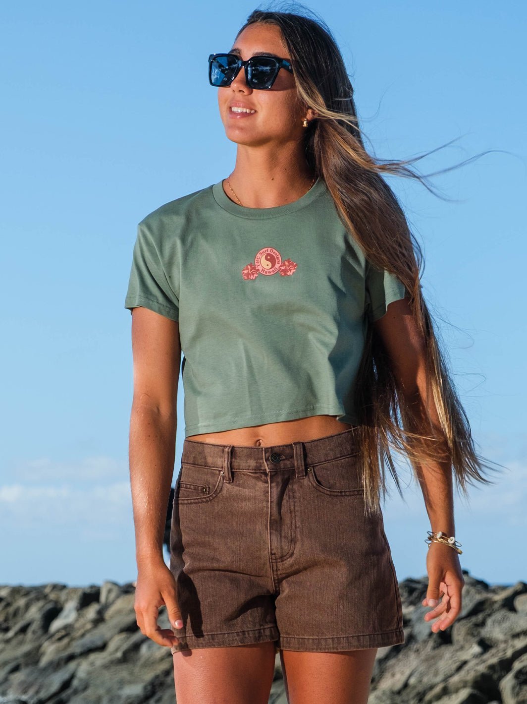 Watercolor Hibiscus Crop Tee - T&C Surf Designs