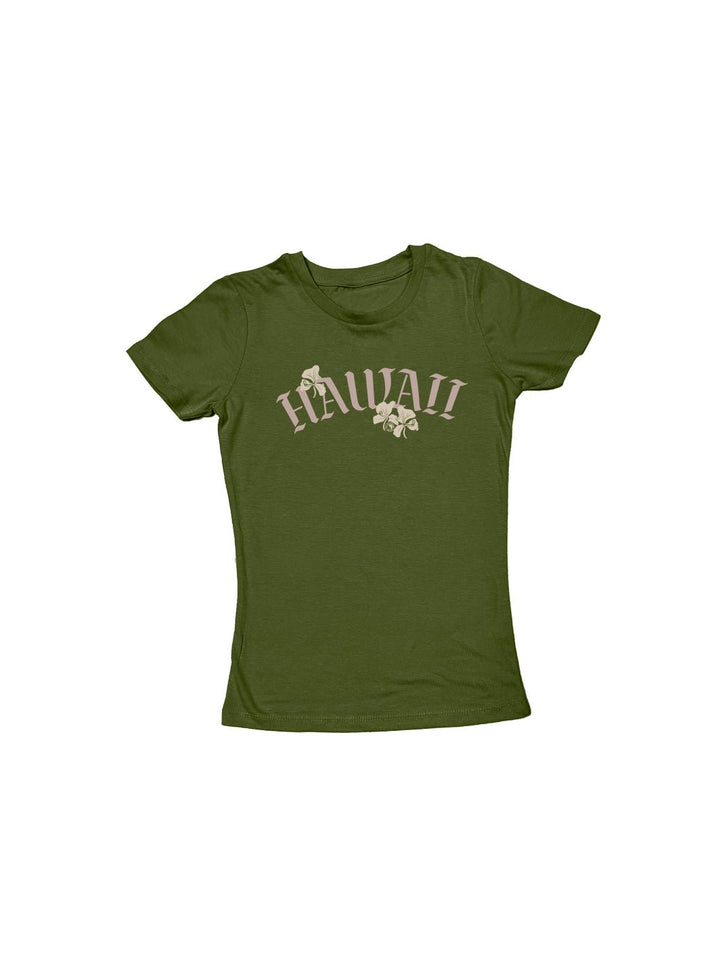 T&C Surf Designs Girls Olde Hawaii Sweetheart Tee, Military Green / XS