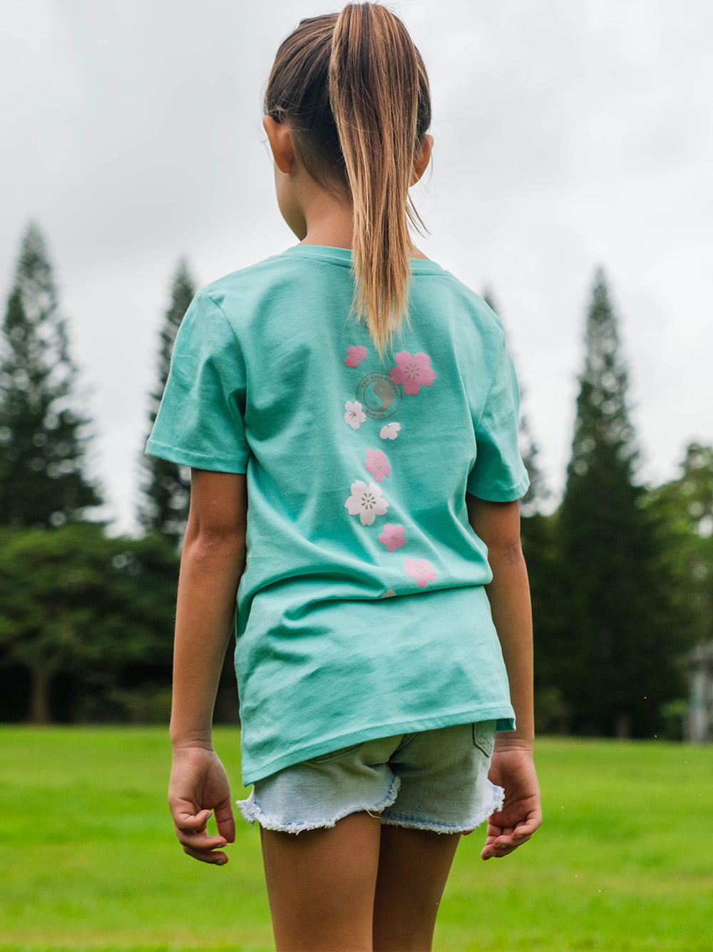 T&C Surf Designs Girls Cute Sakura Sweetheart Tee, Mint / XS