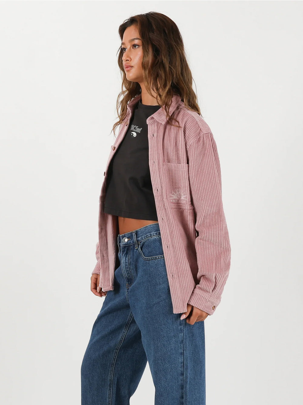 T&C Surf Designs Australia Motion Long Sleeve Cord Boyfriend Shirt,