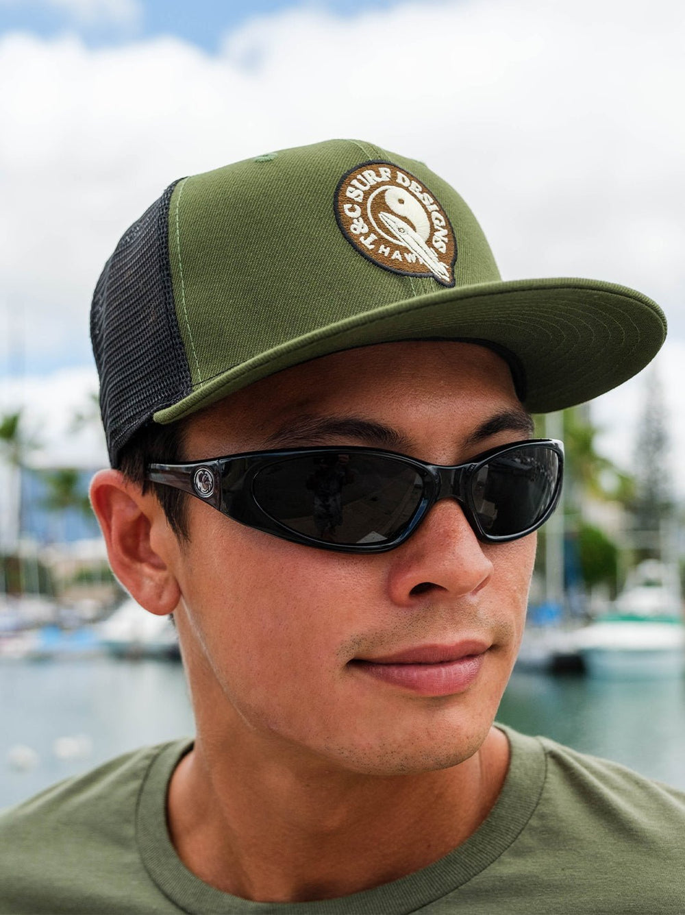 T&C Surf Designs Board Pick Trucker Cap, New Olive