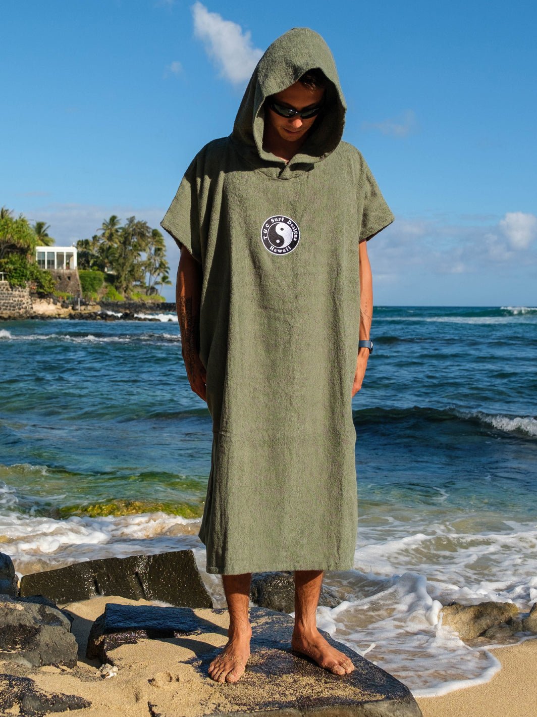 T&C Surf Designs Australia OG Hooded Towel Poncho, Military