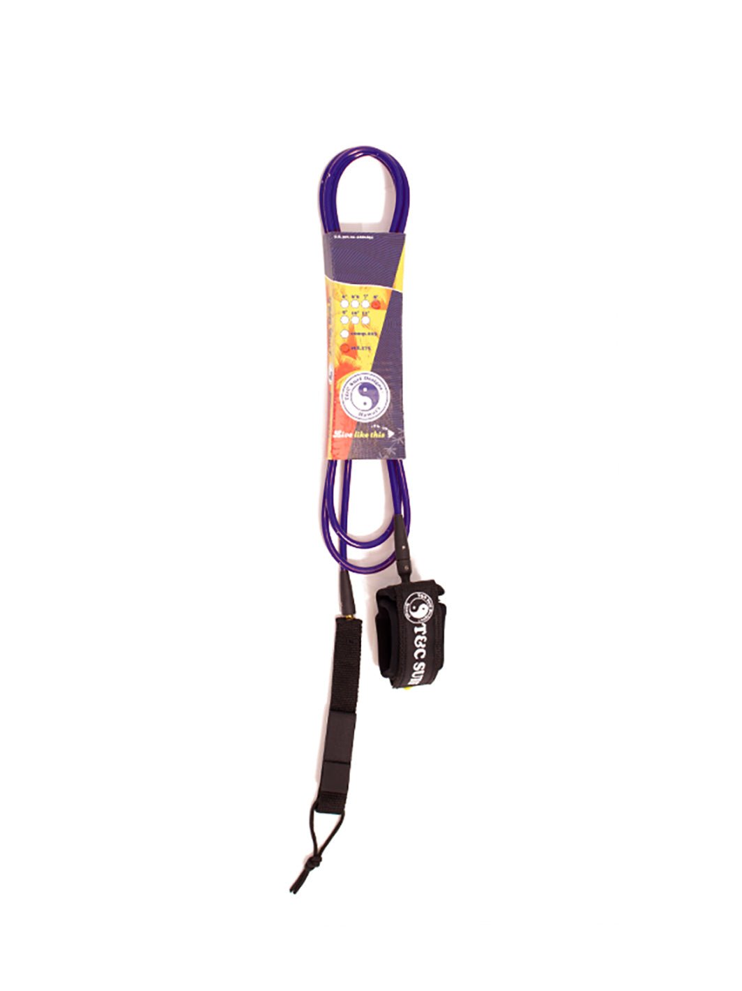 T&C Surf Designs 9' Standard Leash, Purple Black