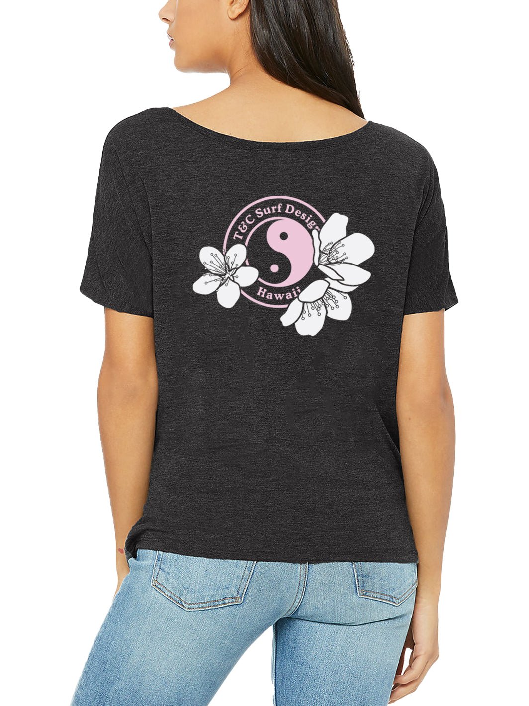 T&C Surf Designs T&C Surf Triple Sakura Logo Slouchy Crew Tee, Dark Grey / S