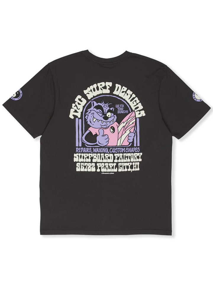 T&C Surf Designs Europe Surf Services Tee, Wash Black / S