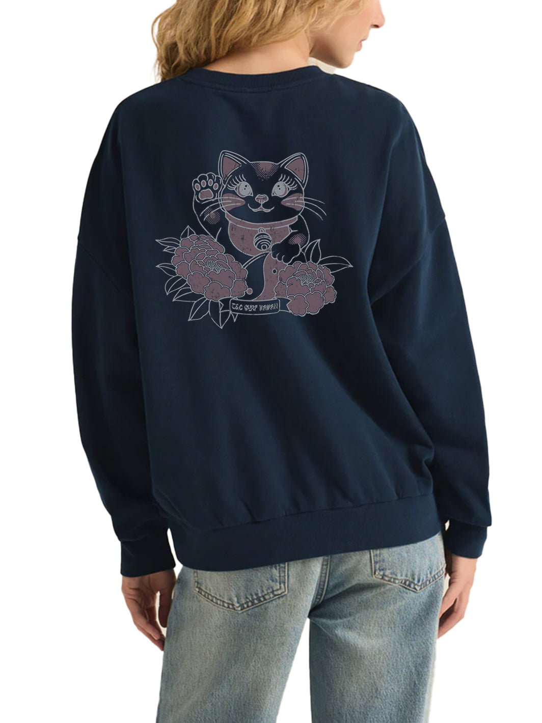 T&C Surf Designs Lucky Cat Sunday Sweatshirt, Eclipse / XS