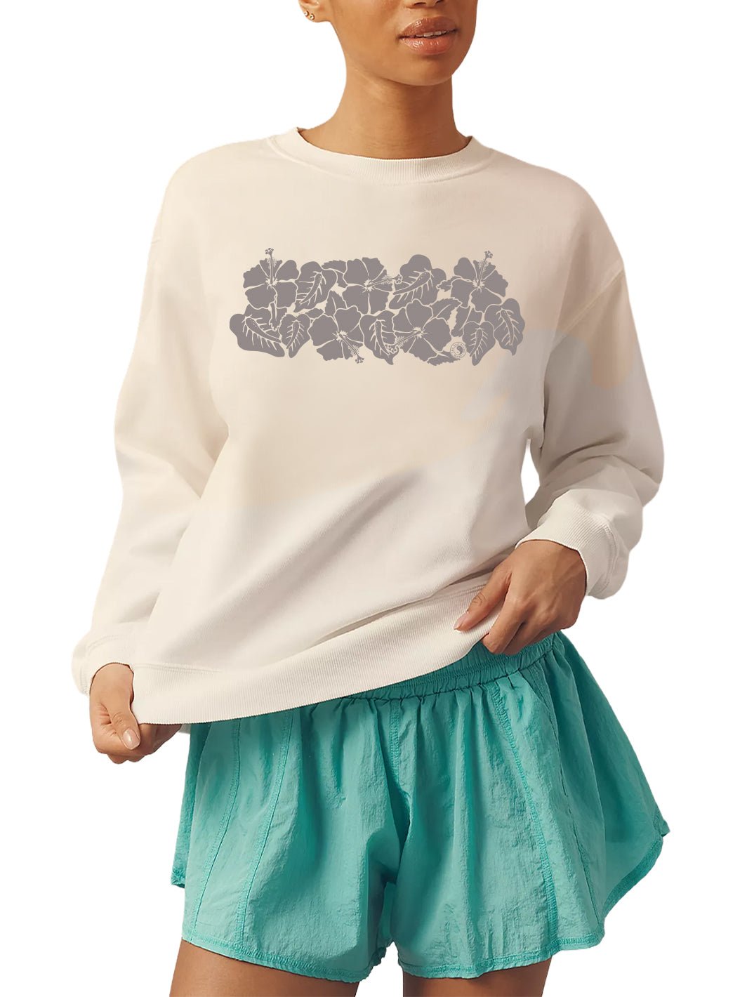 Retro Floral Band Boyfriend Sweatshirt - T&C Surf Designs