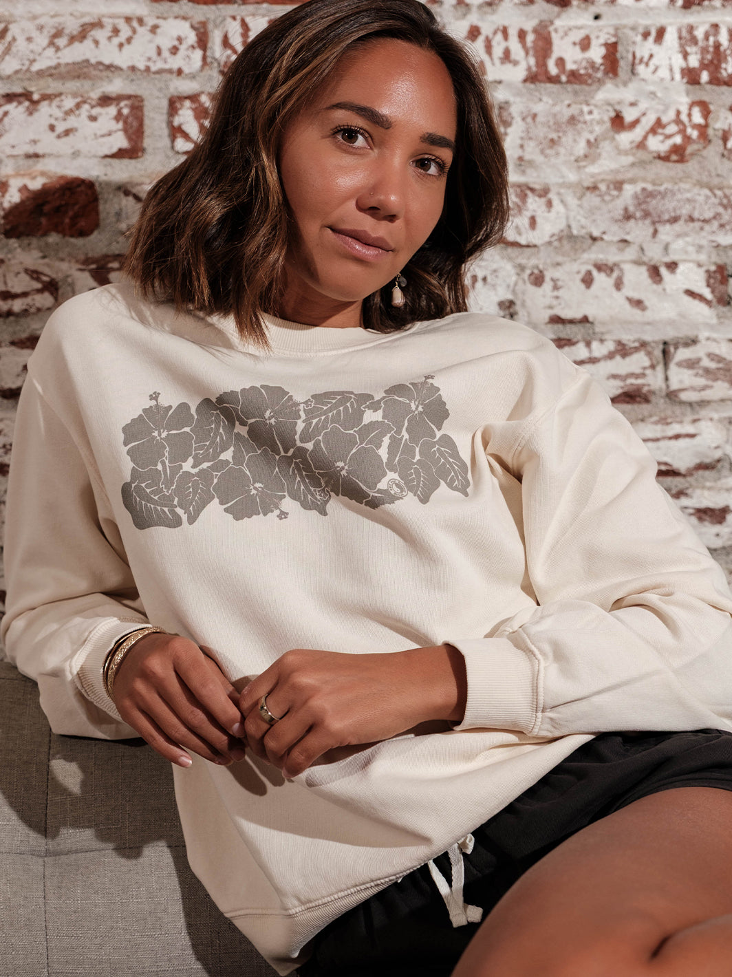 Retro Floral Band Boyfriend Sweatshirt