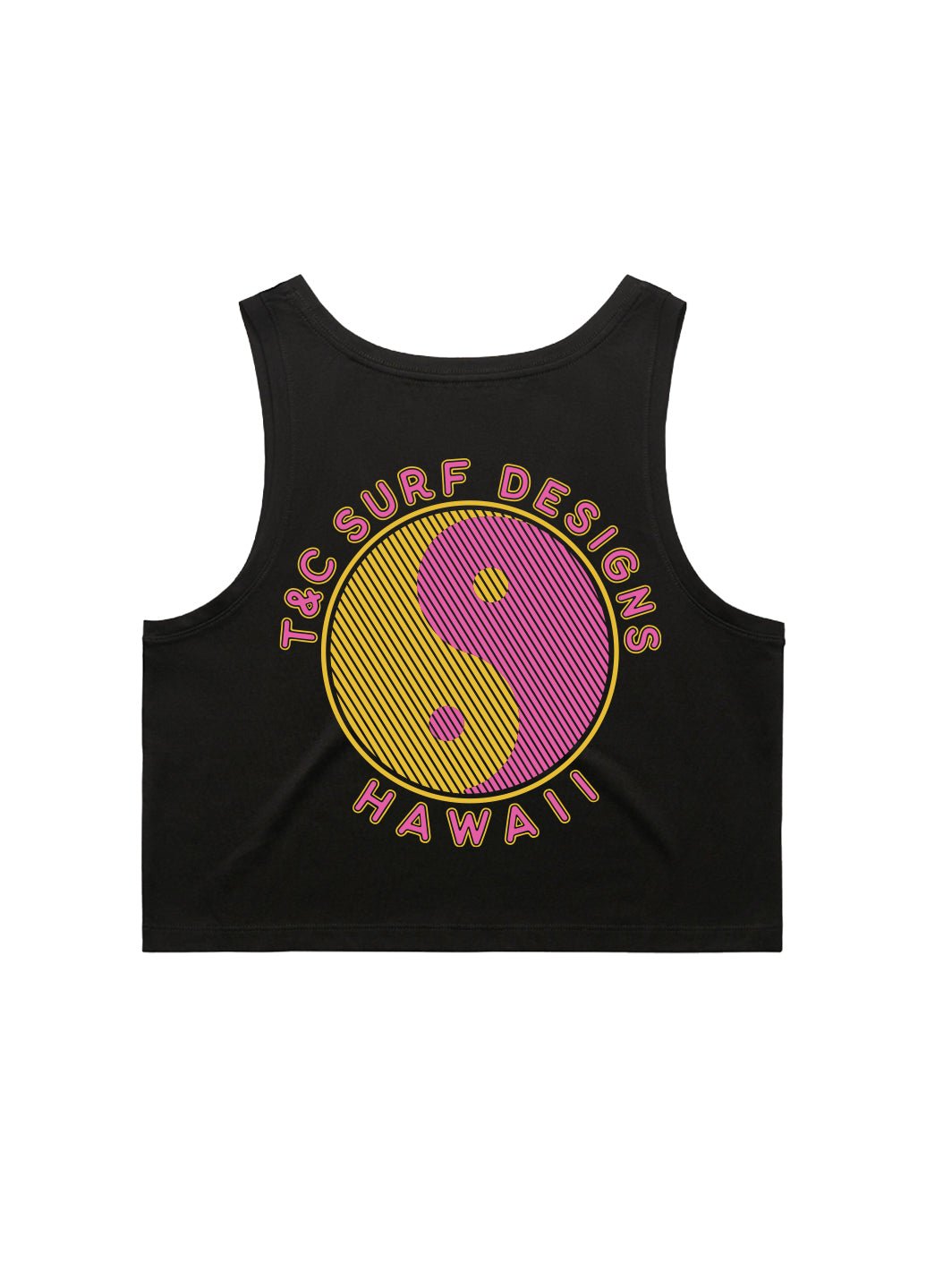T&C Surf Designs Lined Logo Crop Singlet Tank,