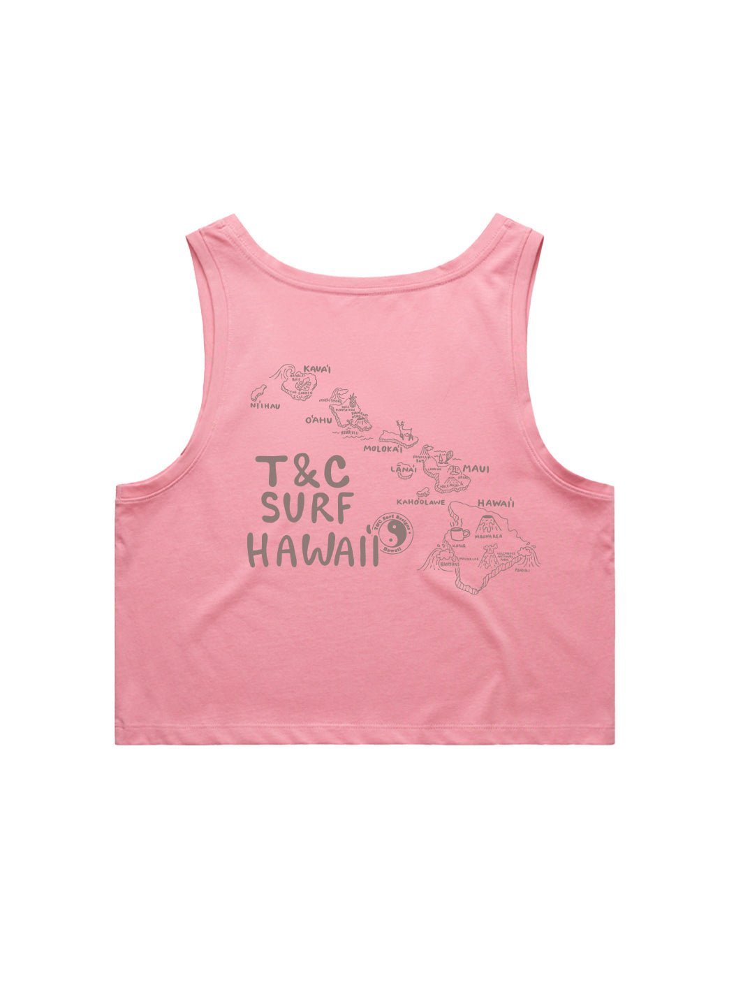 T&C Surf Designs Hawaii Map Crop Singlet Tank,
