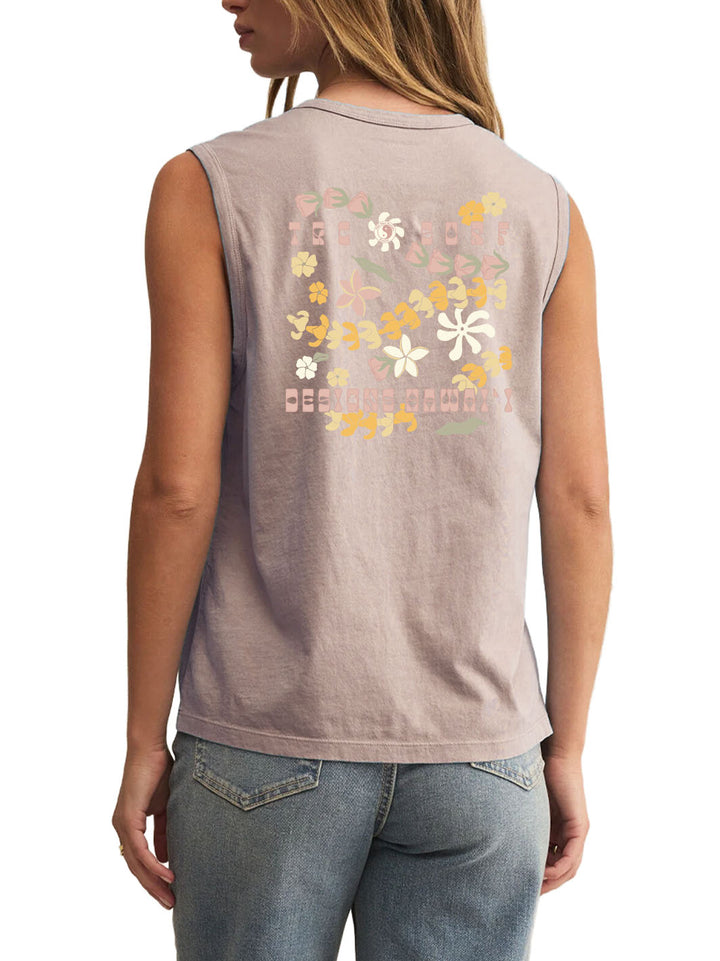 T&C Surf Designs Lei Scatter Muscle Tank, Iced Coffee / XS