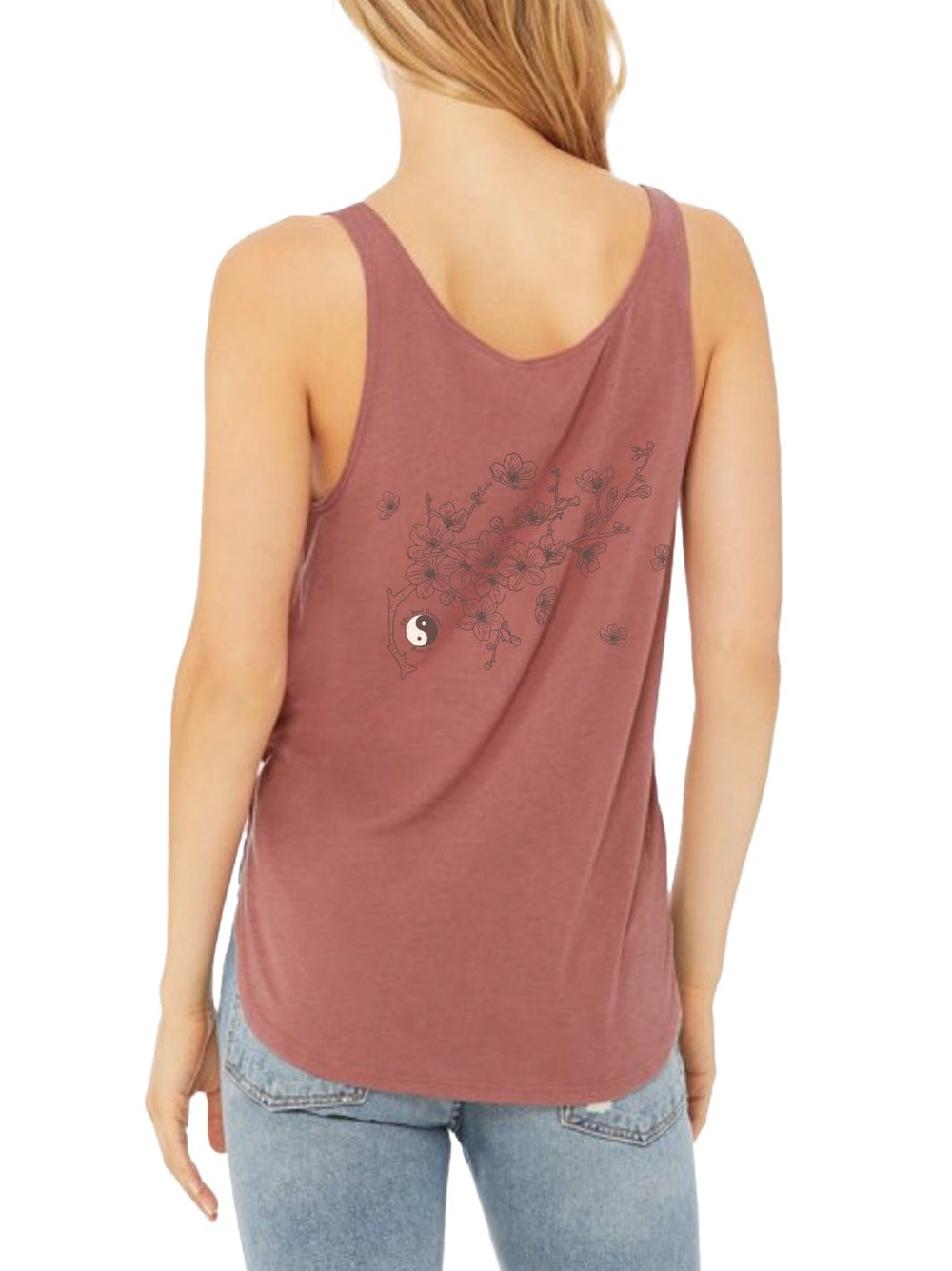T&C Surf Designs Sakura Branch Slit Tank, Mauve / S