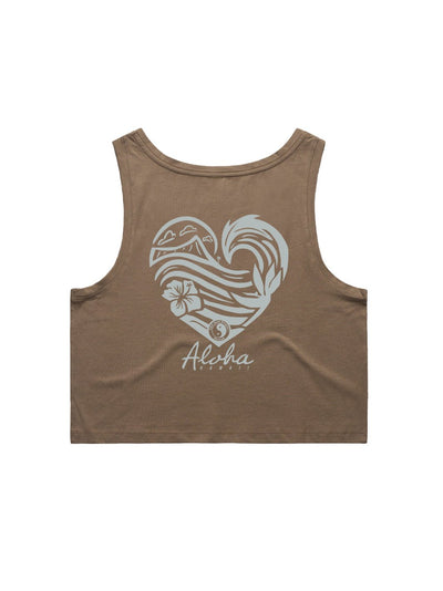 T&C Surf Designs Wave Heart Crop Singlet Tank,