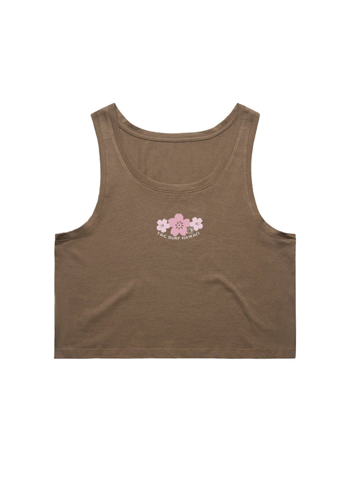 T&C Surf Designs Cute Sakura Crop Singlet Tank,