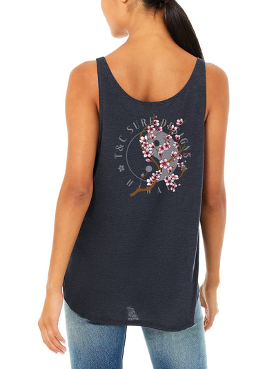 T&C Surf Designs T&C Surf Cherry Bloom Side Slit Tank, S / Navy
