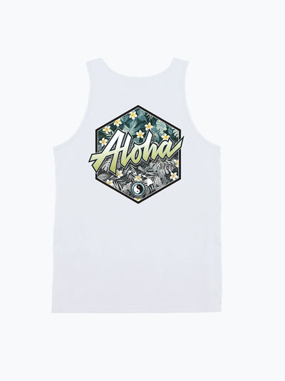T&C Surf Designs T&C Surf Aloha Script Floral Hex Tank, 