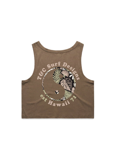 T&C Surf Designs T&C Surf Tropical Print Logo Crop Singlet Tank, 